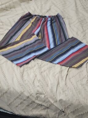 Melissa Paige Red, Blue & Navy Striped Wide-Leg Pants